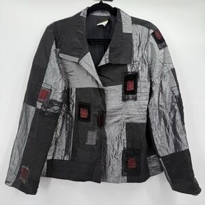 Linda Lundstrom Jacket Size 10 Vintage Art  Patchwork Foil Maximalist Statement